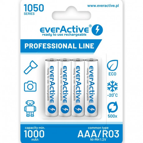 laetavad akud everActive Ni-MH R03 AAA 1050 mAh Professional Line