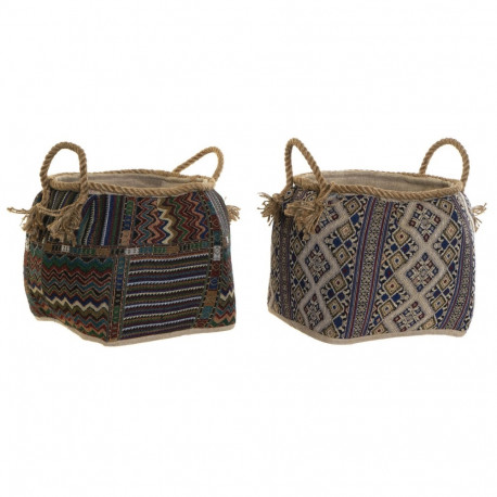 Korv DKD Home Decor 30 x 30 x 30 cm Looduslik kiud Boho (2 Ühikut)