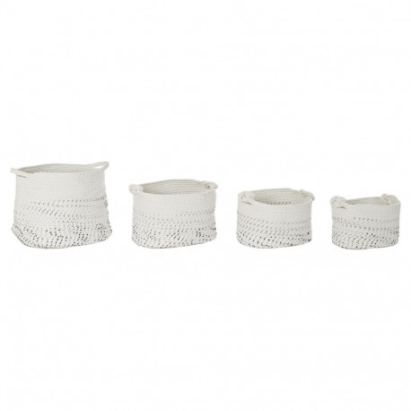 Basket set DKD Home Decor White Black Boho 36 x 36 x 33 cm (4 Pieces)