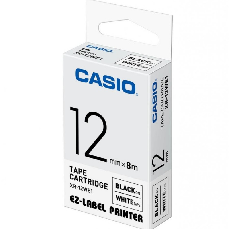 Kleepkirjalint Casio KL 780 EZ label sildiprinteri lint XR 12WE1 12 mm varvus must tekst valge ta Label printer supplies Photopoint.lv