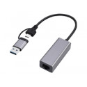 GEMBIRD USB 3.1 + type-C Gigabit network adapter space grey