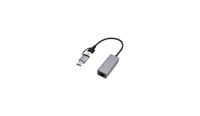 GEMBIRD USB 3.1 + type-C Gigabit network adapter space grey