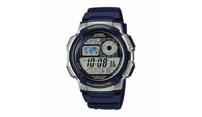 Meeste Kell Casio WORLD TIME ILLUMINATOR - 5 ALARMS, 10 YEAR BATTERY Must Hall (Ø 40 mm) (Ø 43 mm)
