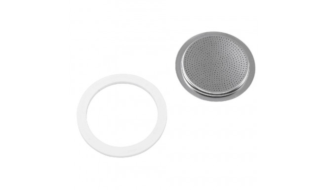 1 silicon gasket + 1 filter 6 cups Bialetti, inox