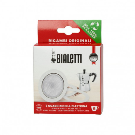 3 gasket + 1 filter 6 cups Bialetti