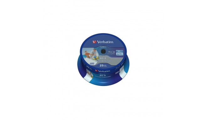 VERBATIM BD-R BLU-RAY 25GB 6X WIDE PRINTABLE CAKE*25 43811