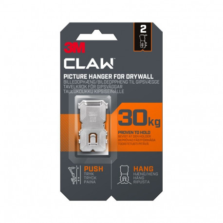 3M Claw Hook for drywall, hold 30 kg, 2 hooks