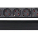 Power strip 19-inches 1U, 7 sockets, with switch 2m
