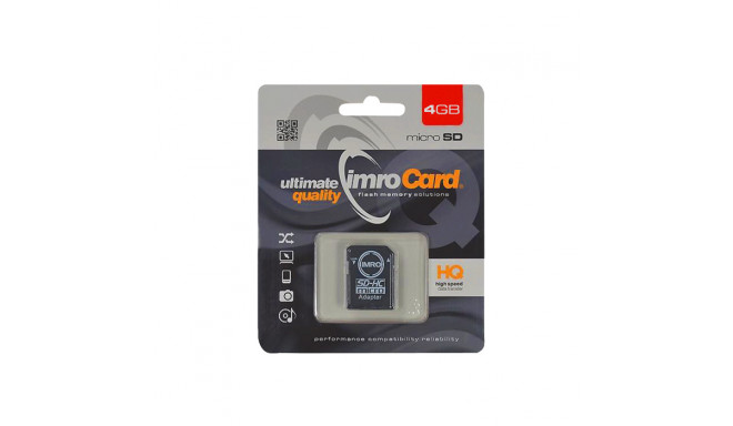 Imro memory card microSDHC 4GB Class 10 + adapter