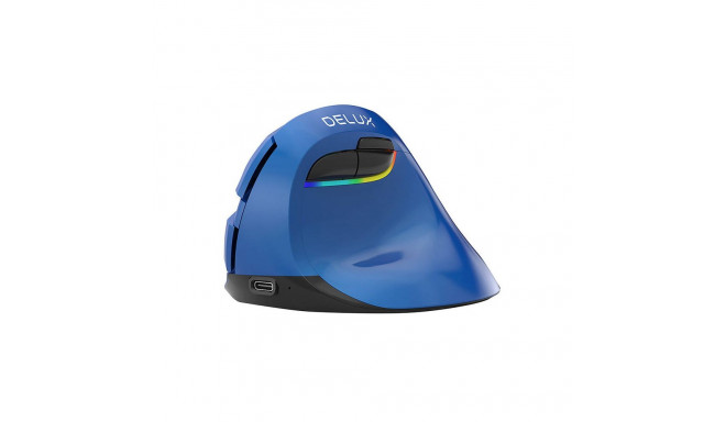 Wireless Vertical Mouse Delux M618Mini BT4.0 + 2.4Ghz 4000DPI RGB (blue)