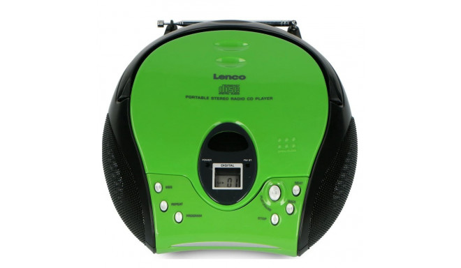 Portable stereo FM radio with CD player Lenco, green-black