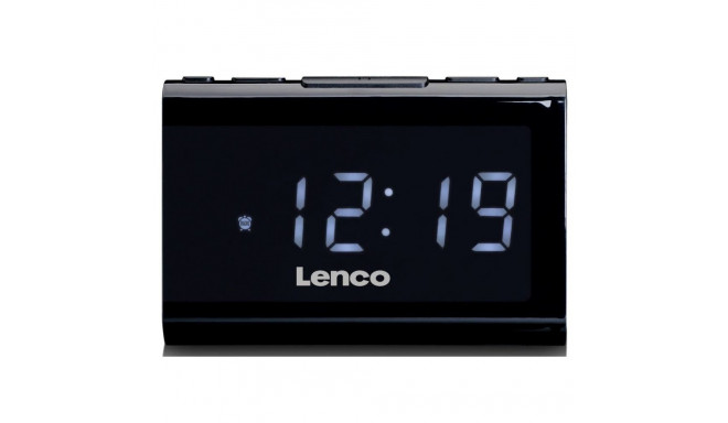 FM alarm clock with USB player and USB charger Lenco, black