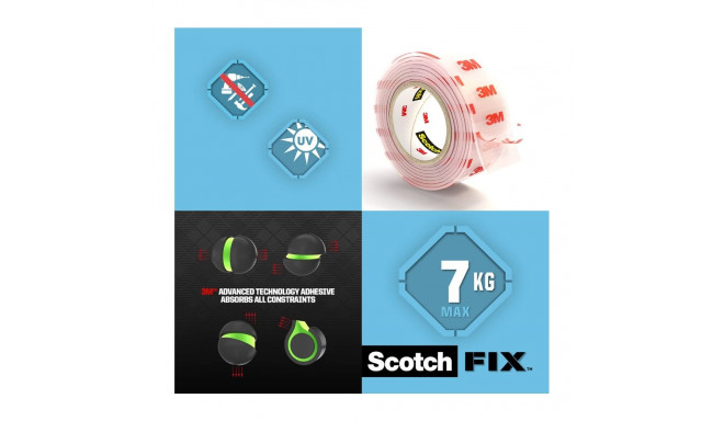 Double-sided adhesive tape 19mm x1.5m SCOTCH Fix™ transparent in indoor conditions