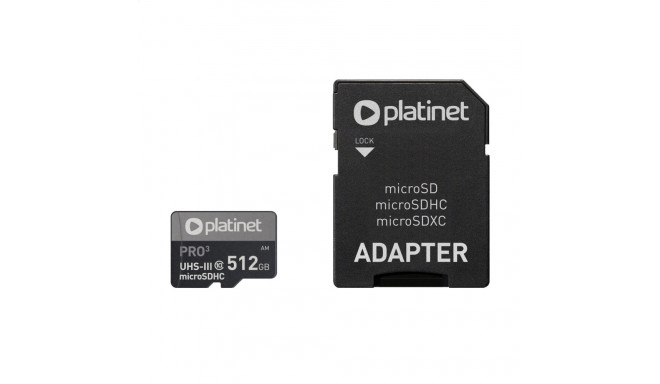 PLATINET microSDXC SECURE DIGITAL + ADAPTER SD 512GB class10 UIII A2