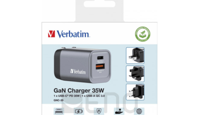 Verbatim PD Reiselader 35W USB/USB-C GaN grau