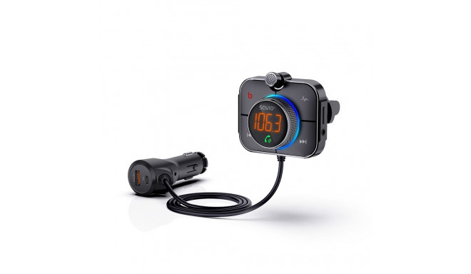 SAVIO FM saatja, Bluetooth 5.0, QC/PD 3.0 laadija, ENC, AUX VÄLJA, Micro SD, TR-14, must