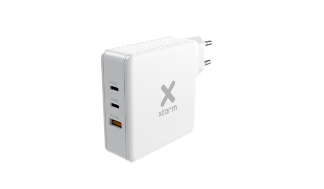 Xtorm 3-porti USB-laadija 140W USB-C PD3.1 EPR GaN, valge (USB-C PD EPR 140W, USB-C PD100W, USB-A QC