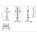 Manhattan TV & Monitor Mount, Trolley Stand, 1 screen, Screen Sizes: 37-65", Silver, VESA 200x200 to