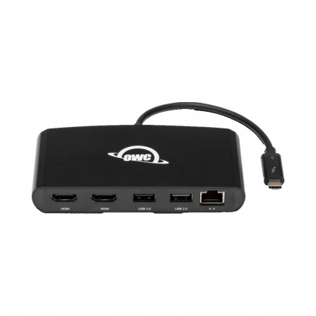 OWC dokk Thunderbolt 3 mini-Dock 5 porti 2 x HDMI 2 x HDMI 4K60 USB 3 USB 2 1GB Network
