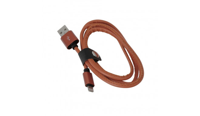 PLATINET USB LIGHTNING LEATHER CABLE 1M 2,4A BROWN