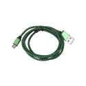 PLATINET MICRO USB TO USB FABRIC BRAIDED CABLE 1M GREEN