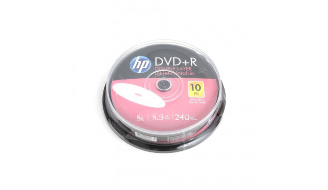 HP DVD+R DL 8,5GB 8X DOUBLE LAYER FF WHITE INKJET PRINTABLE CAKE*10 14263 / 69306