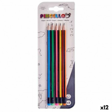 Pencil Set Pincello 473 473 Yellow Blue Green Multicolour Orange Pink Stripes (12 Units)