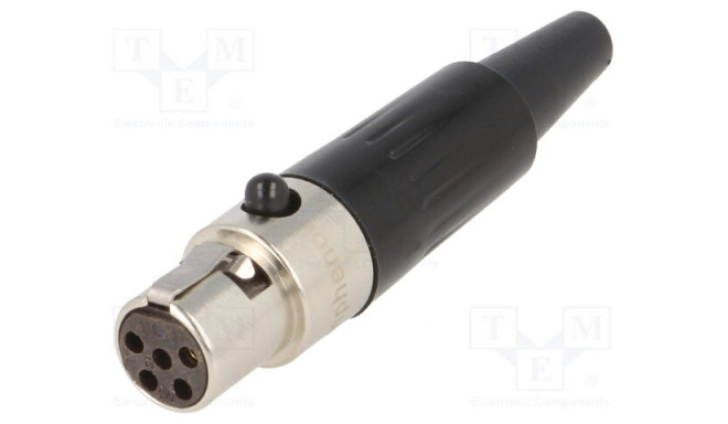 Plug, XLR mini, female, PIN: 5, for cable, soldering, 4A, 0.5mm2