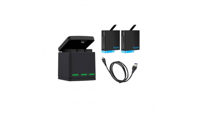 3-slot charger box Telesin for GoPro Hero 5/6/7/8 + 2 batteries (GP-BNC-801)