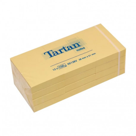Note paper 76x76mm TARTAN yellow 12x100 sheets