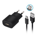 Forever USB-laadija TC-01 1xUSB 2A, must + microUSB kaabel