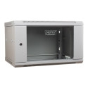 DIGITUS DN-WU19 06U/600 DIGITUS Wall Mount Cabinet 19 6U 368/600/600mm, glass door, grey, unmounted