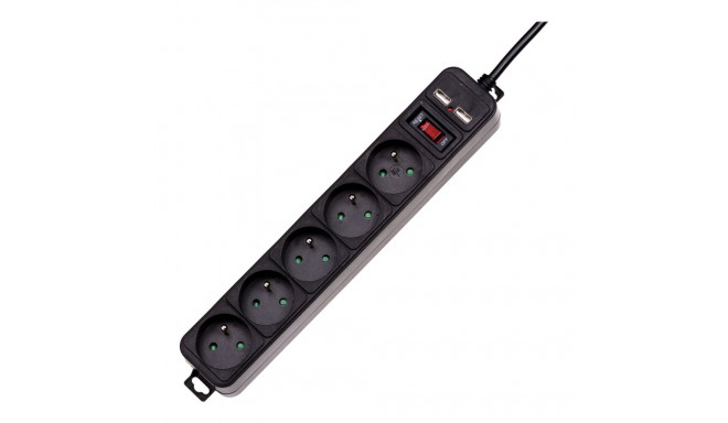 AKY AK-SP-05U Akyga Surge Protector AK-SP-05U 1.5m 5 outlets CEE7/5 USB5 V/2A +switch