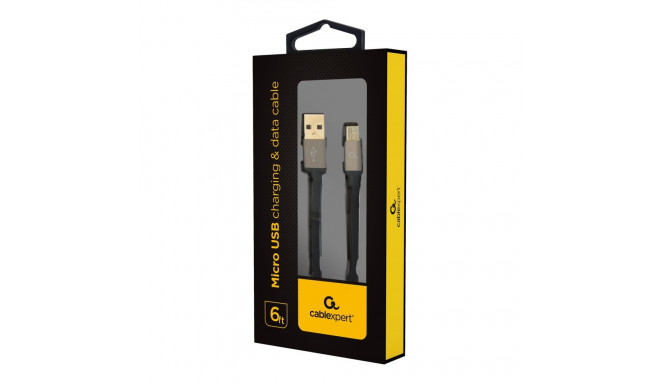 GEMBIRD CCB-mUSB2B-AMBM-6 Gembird puuvillast punutud micro USB kaabel 2.0 AM-MBM5P 1.8M, metallist p