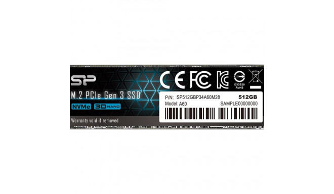 SILICONPOW SP512GBP34A60M28 Silicon Power SSD P34A60 512GB, M.2 PCIe Gen3 x4 NVMe, 2200/1600 MB/s