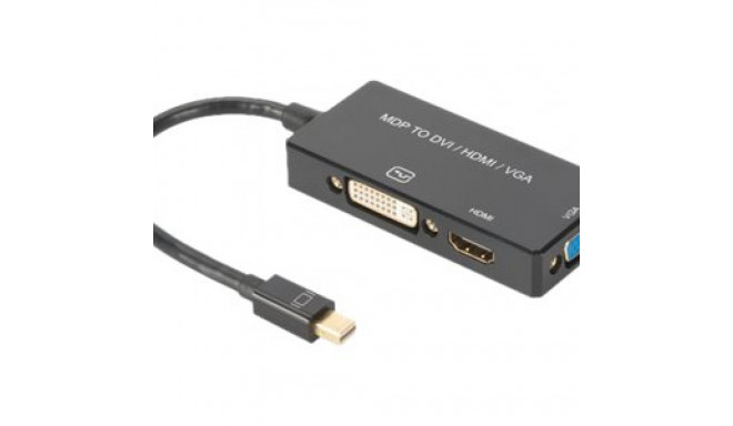 ASSMANN DisplayPort converter cable mDP - HDMI+DVI+VGA M-F/F/F 0 2m 3 in 1 Multi-Media cable CE bl g