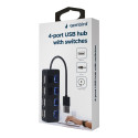 GEMBIRD USB 2.0 4-port hub with switches black