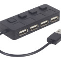 GEMBIRD USB 2.0 4-port hub with switches black