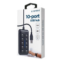 GEMBIRD 10-port USB 2.0 HUB black