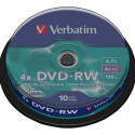 VERBATIM DVD-RW 120 min. / 4.7GB 4x 10-pack spindle DataLife Plus, scratch resistant surface