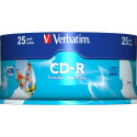 VERBATIM inkjet printable CD-R 80 min. / 700 MB 52x 25-pack spindle DataLife Plus, white photo surfa