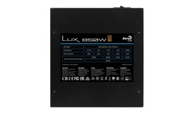 Aerocool toiteplokk PGS Lux 850W 80+ Bronze