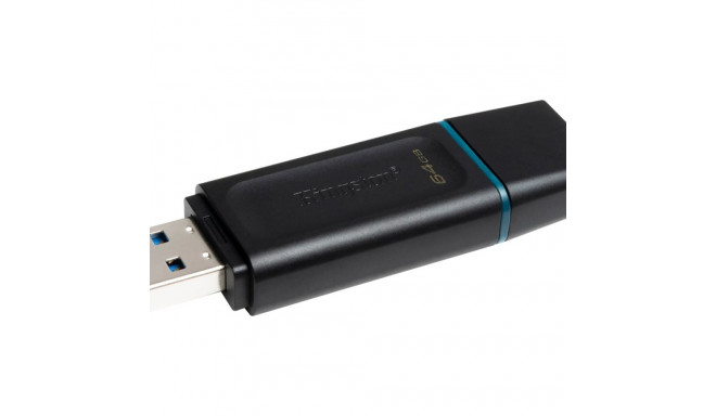 Kingston mälupulk 64GB DataTraveler Exodia USB 3.2, must/türkiisinine