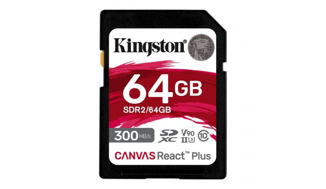 KINGSTON 64GB Canvas React Plus SDXC UHS-II 300R/260W U3 V90 for Full HD/4K/8K