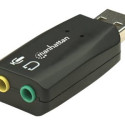 MANHATTAN Hi-Speed USB 3-D Sound Adapter mic-in and audio-out connectivity through any USB port 3D a