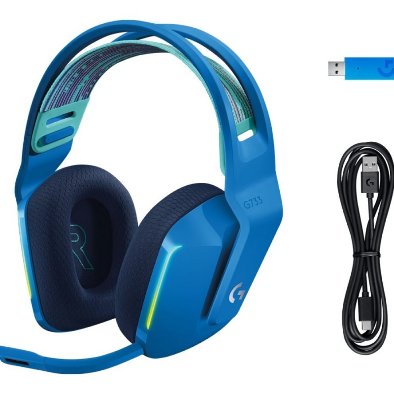 LOGITECH G G733 LIGHTSPEED Wireless RGB Gaming Headset Headset full size 2.4 GHz wireless blue Headphones Photopoint.lv