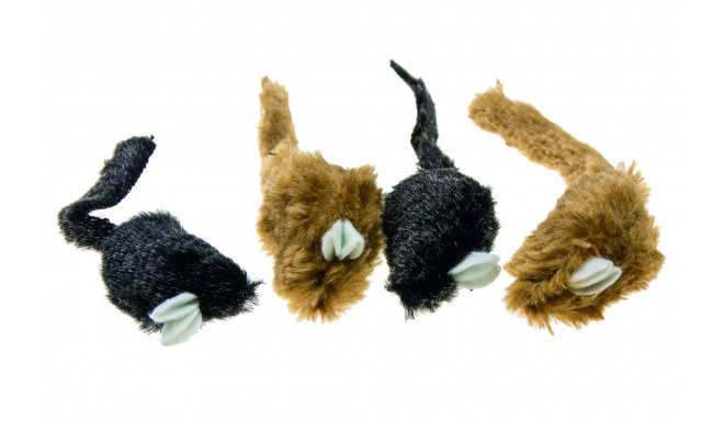 CAT TOY MOUSE 4PCS BLCK/BRN