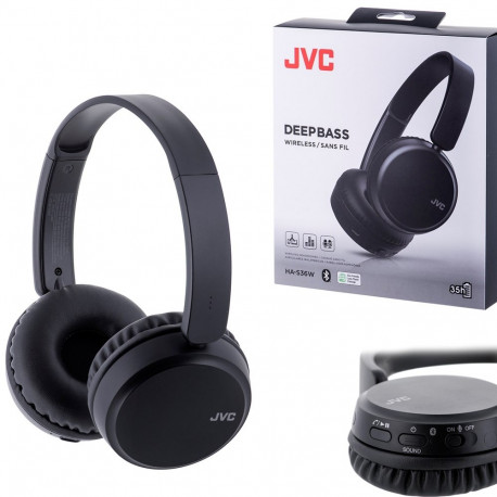 JVC HA-S36W juhtmevabad mustad Bluetooth kõrvaklapid peavõruga kõned/muusika