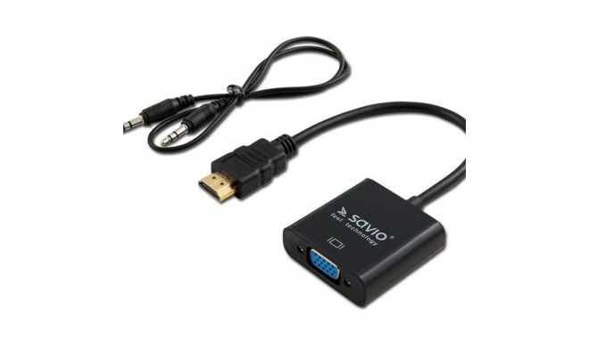 HDMI-VGA Audioadapteriga Savio CL-23/B Must 50 cm