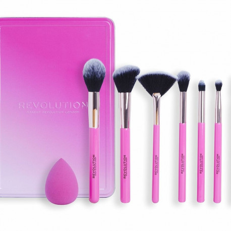 Set of Make-up Brushes Revolution Make Up The Brush Edit Pink 8 Pieces